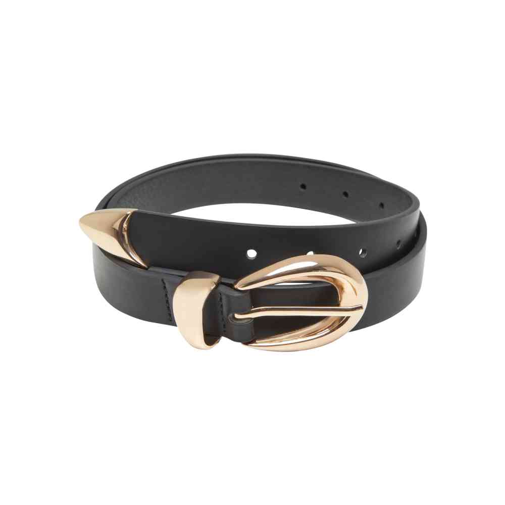 Urban Classics - Chunky Buckle Loop Synthetic Leather Riem - Zwart/Goudkleurig